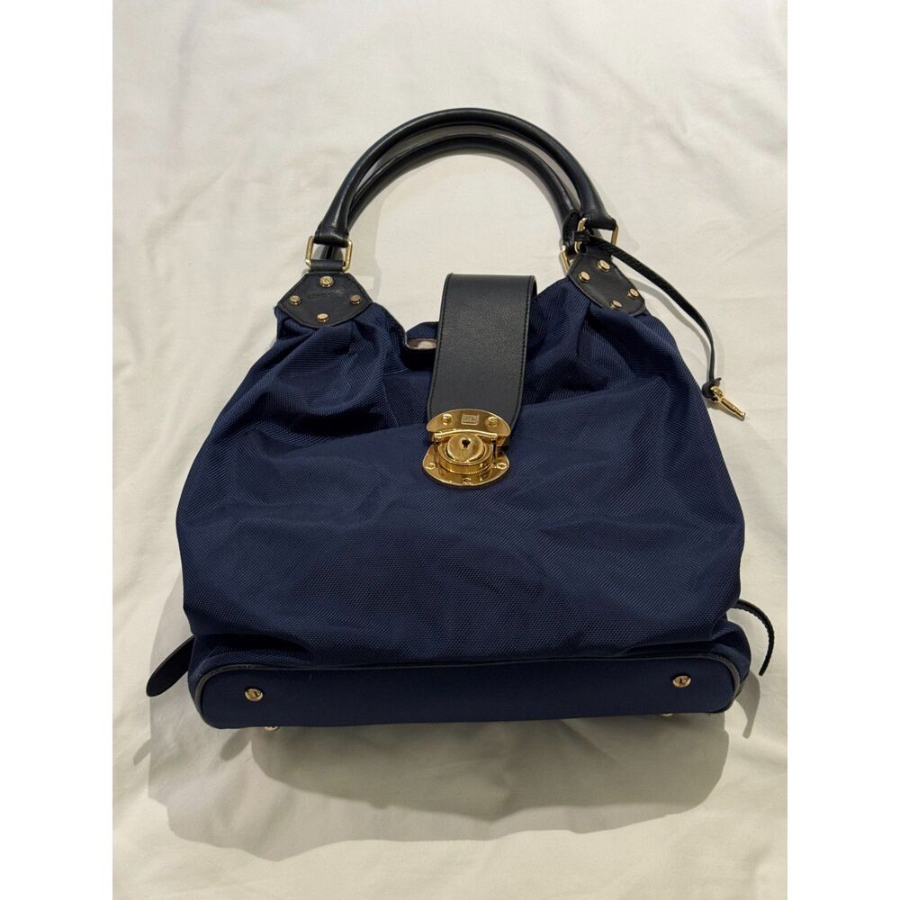 JPK Paris Navy Blue Nylon/Leather Tote Bag